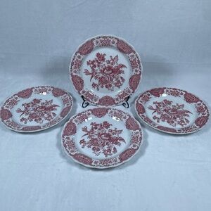 LOT OF 4 Windsor Ridgway of Staffordshire England 10” Dinner Plates RED/WHITE
